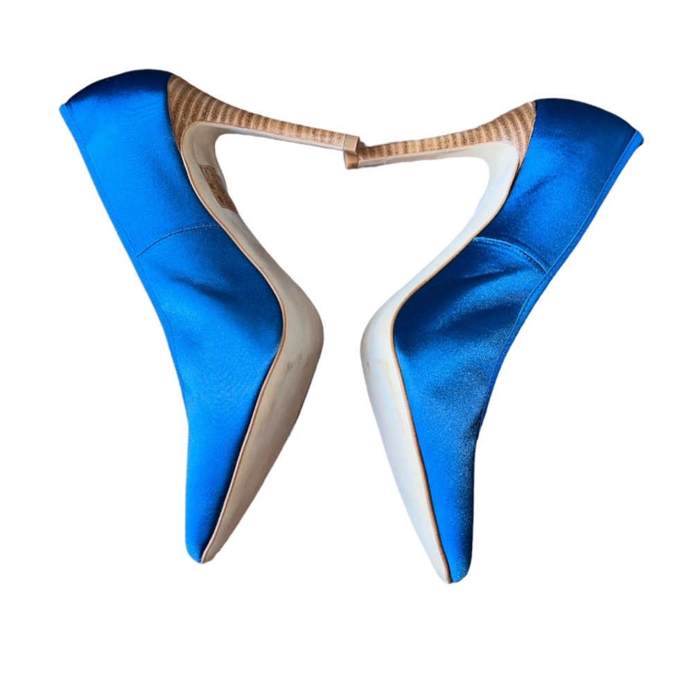Daniele Ancarani🦎Blue Satin Pumps Pointed Toe Heels🌵 - Picture 4 of 8